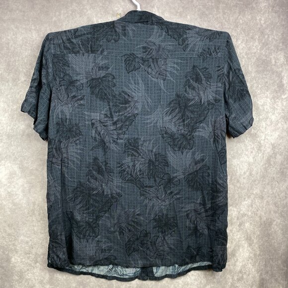 The Foundry Floral Button Shirt Mens 2XL XXL Gray/Charcoal Rayon Hawaiian Camp - Picture 3 of 8